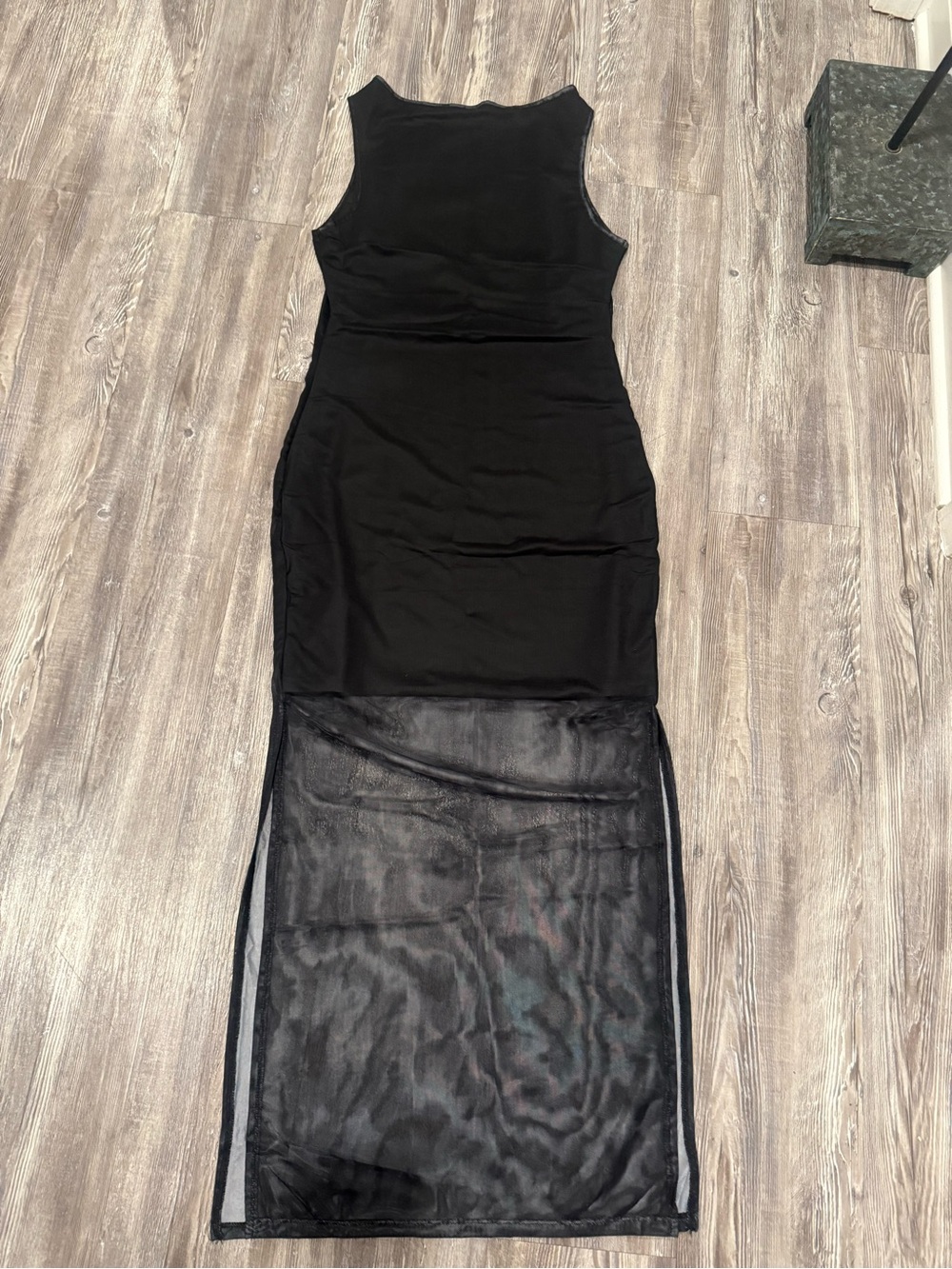 Gothic Skeleton Print Mesh Maxi Dress - Black - Picture 3 of 4